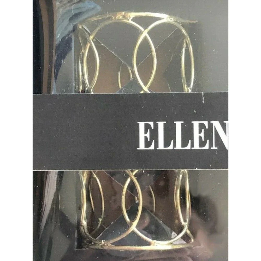Ellen Tracy Napkin Rings Gold Circles Wire Cage Christmas Thanksgiving Set of 4